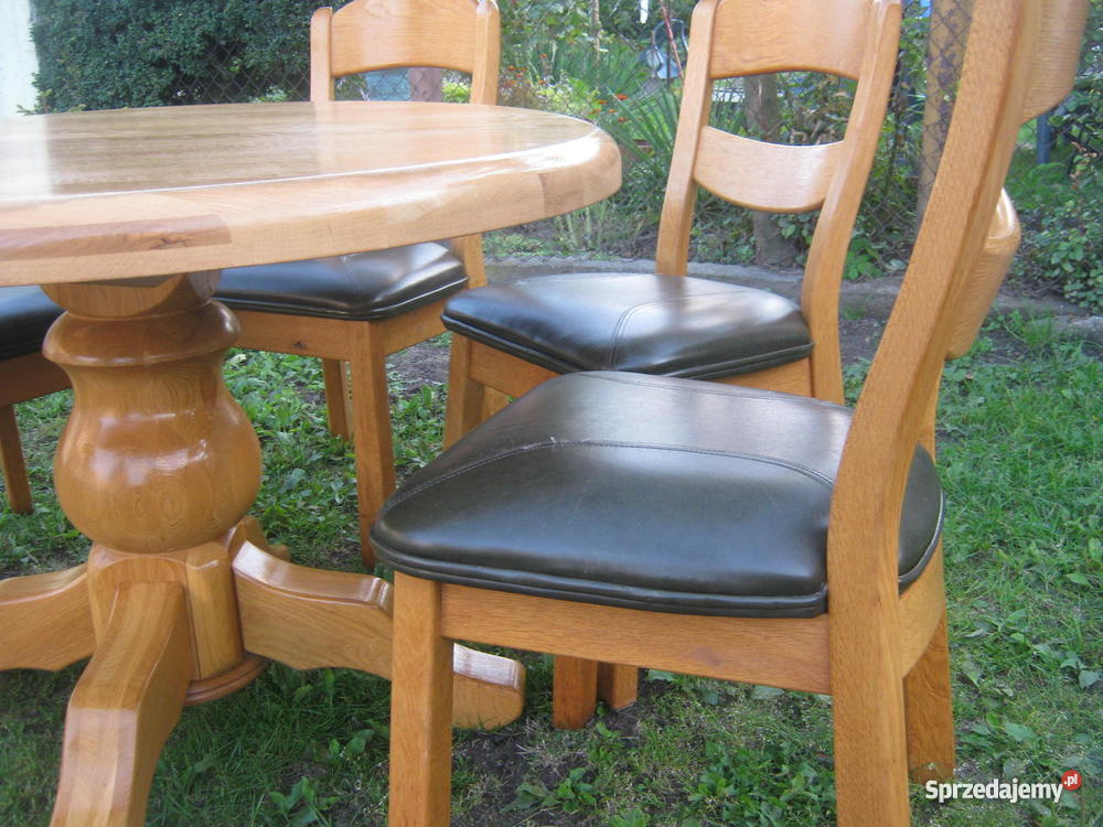 Solidne krzesła dębowe jasne skórality dąb opolskie Paczków sprzedam