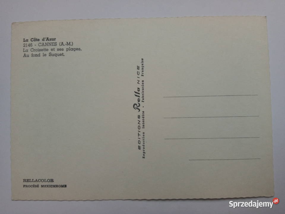 Pocztówka Francuska La Cte dAzur lata 60te NOWA Dąbrowa Górnicza sprzedam