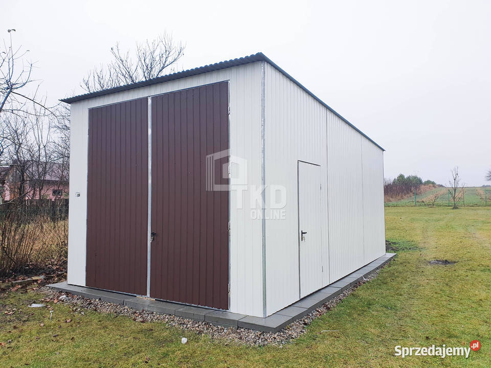 Garaż Blaszany 4x7 Brama biały podwyższenie sprzedam