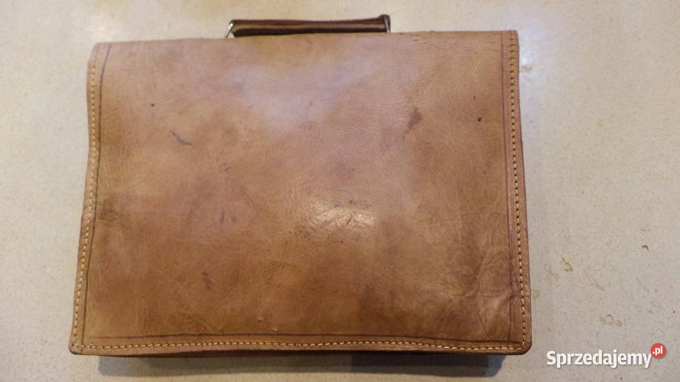 Torba aktówka vintage skórzana z prl 31x22 Starogard Gdański