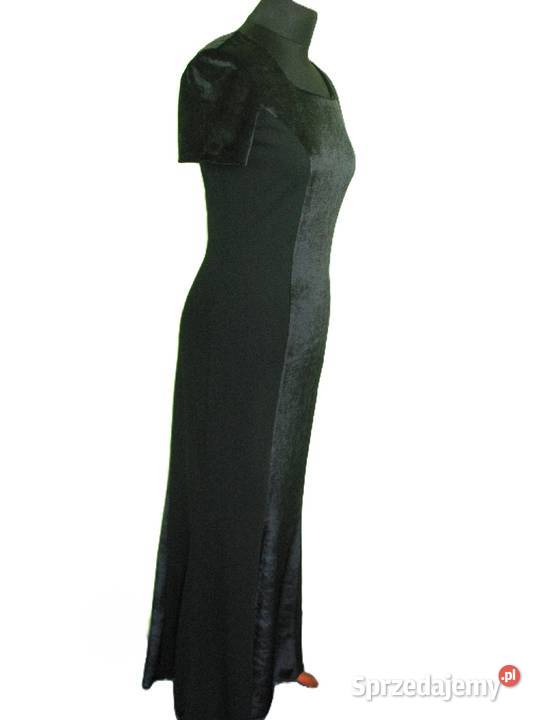 Sukienka czarna maxi 38 M biust 96 welur