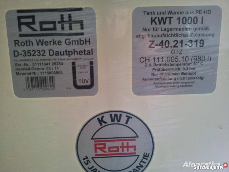 Zbiorniki na olej opałowy Roth KWT 1000L Warszawa