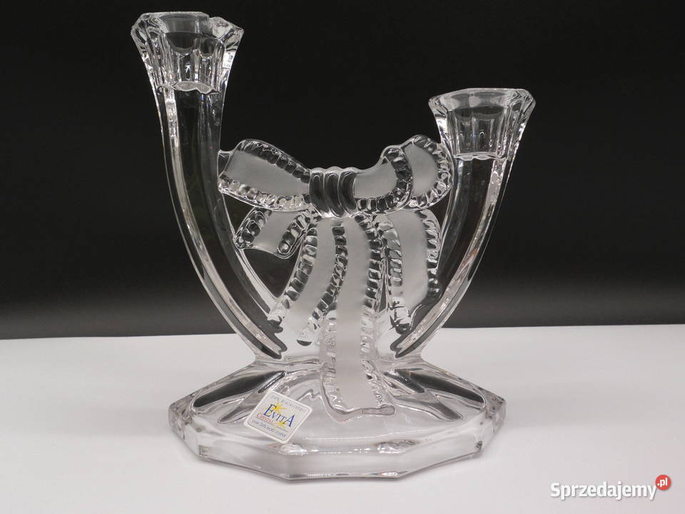 Kryształowy Świecznik Dwuramienny EVITA CRYSTAL Porcelana i szkło Antyki, Sztuka, Kolekcje