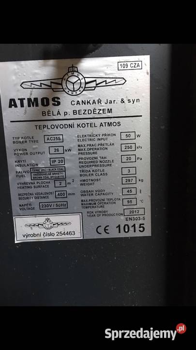 Kocioł zgazowujący węgiel i drewno Atmos AC25s węgiel Tłuszcz