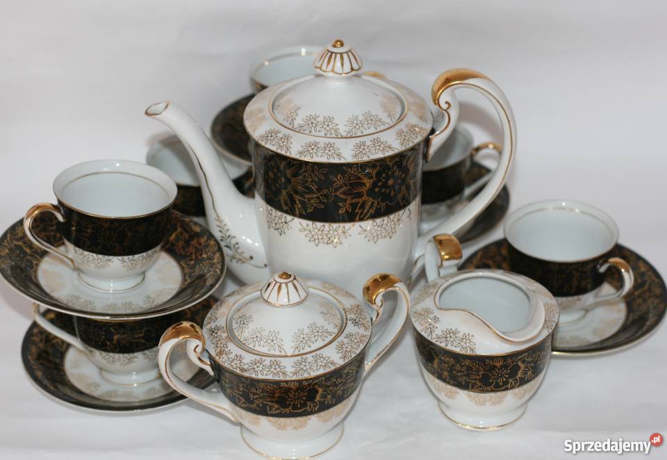 PORCELANOWY ZŁOCONY SERWIS KAWOWY Gdańsk