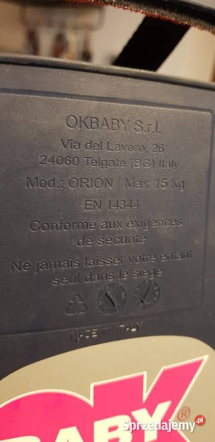 Fotel fotelik rowerowy dziecka do 15 Osiek