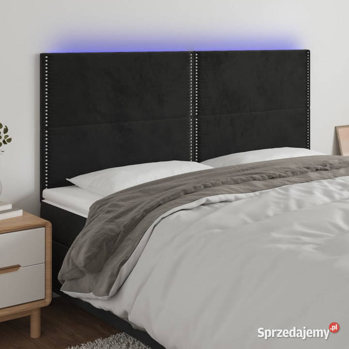 Zagłówek do łóżka z LED czarny 160x5x118128 mazowieckie Warszawa