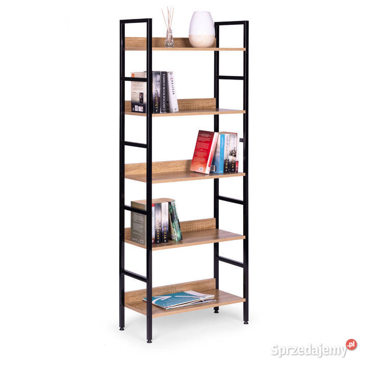 Regał loftowy wysoki 5 półek metal MDF