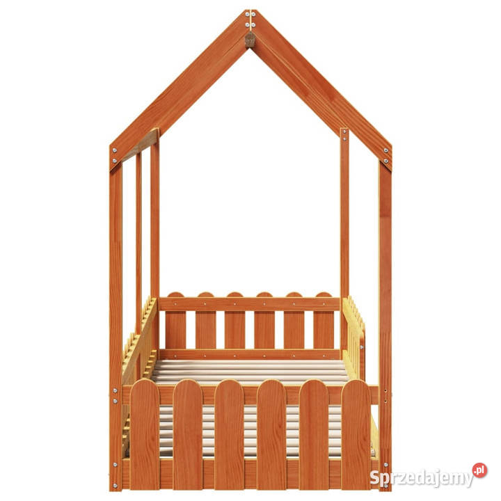 Rama łóżka dziecięcego z domkiem woskowy brąz 209cm