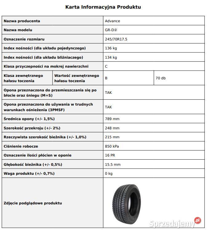 ADVANCE GRD2 24570 R175 Opony napędowe 4 sztuki podkarpackie Zarębki