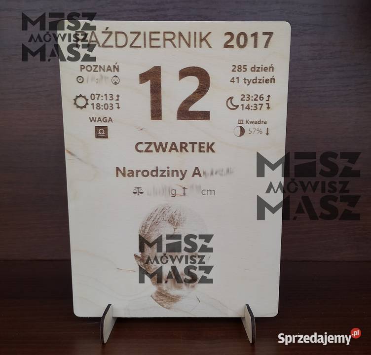 Karta z kalendarza Urodziny Witaj na świecie Racot