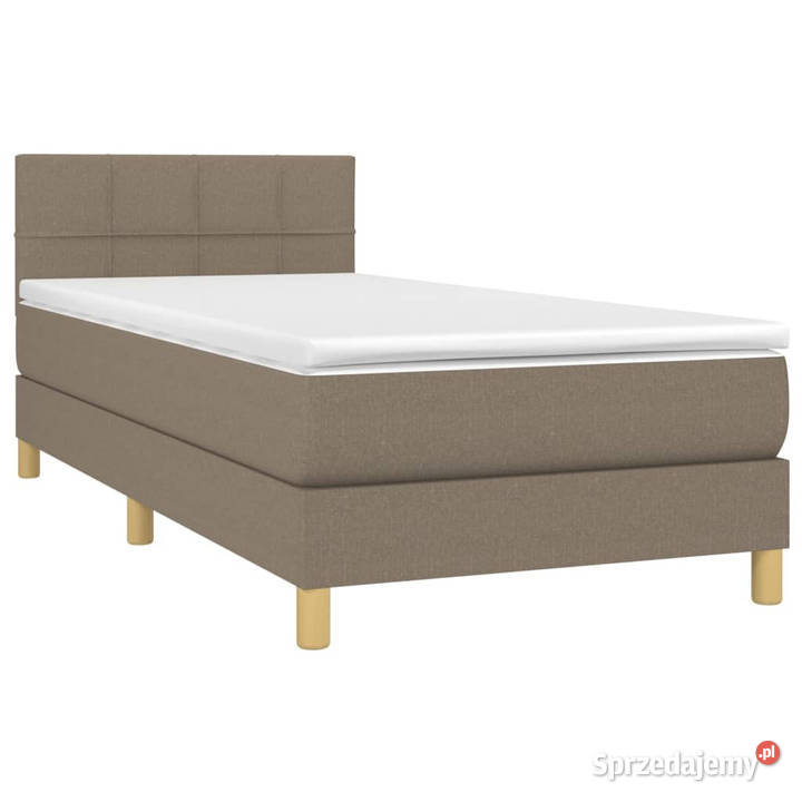 Łóżko kontynentalne z materacem taupe tkanina 100cm Warszawa