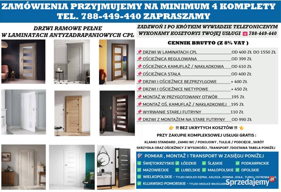 DRZWI Z NAKŁADKĄ MASKUJĄCĄ STARĄ FUTRYNĘ BEZ