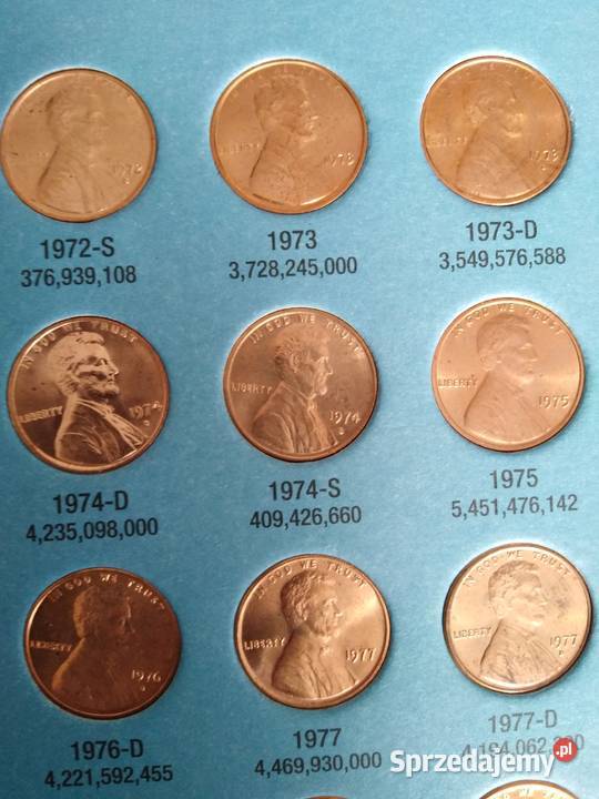 Lot monet 1 cent usa Lincoln Żary