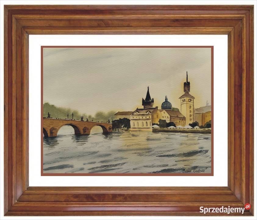 Akwarela Akwarelka Obraz Praga Most Karola pt Opole sprzedam