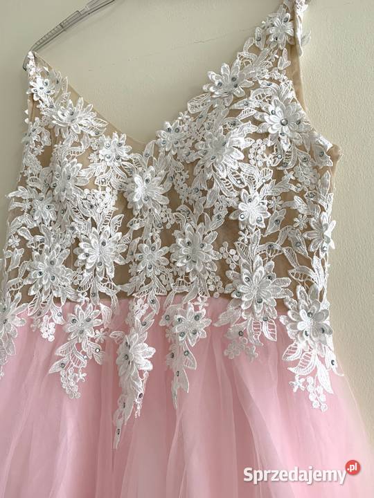 Suknia ślubna liniaA różowa cywilny druhna 44 48 Jelenia Góra