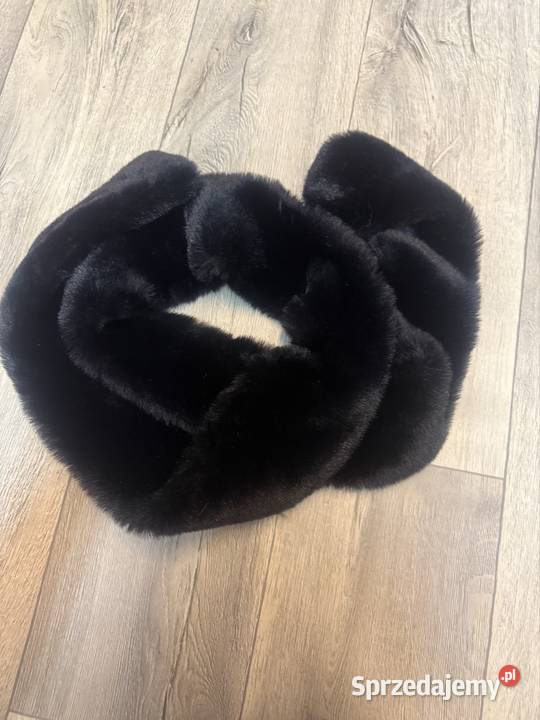 Długi czarny futrzany szal kołnierz Nowy