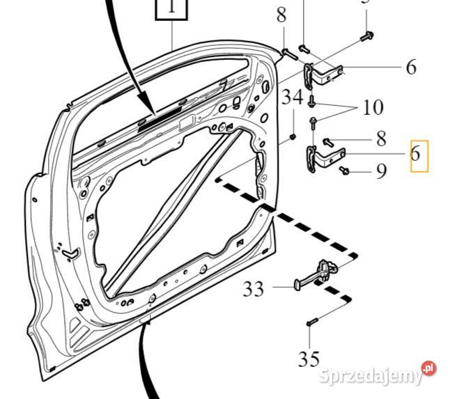 VOLVO C40 XC40 dolny zawias drzwi lewy przod OE dolnośląskie Bielany Wrocławskie