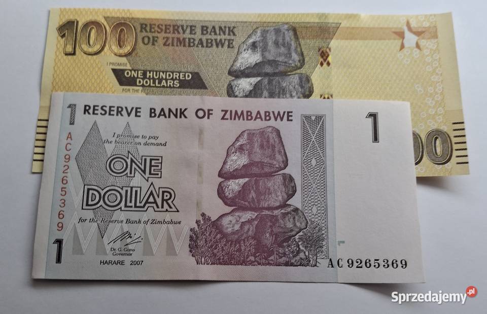 ZIMBABWE1 DOLLAR I 100 DOLLARS LADNE CAŁE Numizmatyka mazowieckie Legionowo