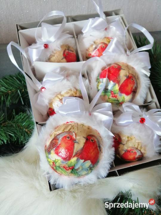 Zestaw 6 sztuk bombek wykonane metodą decoupage Rękodzieło Katowice