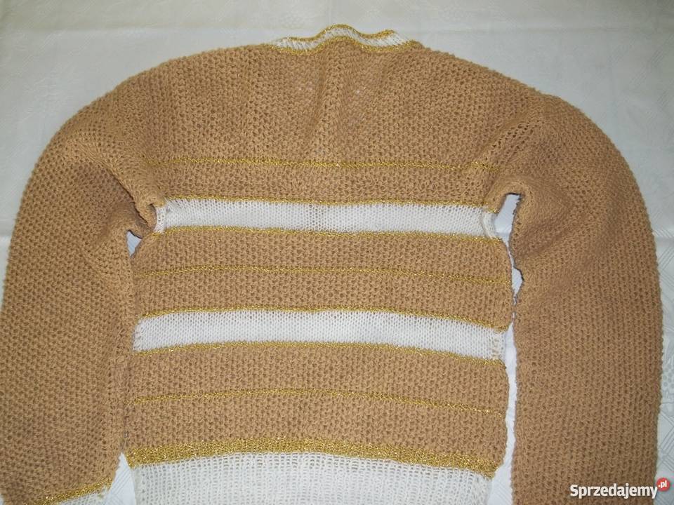 Miodowy sweterek włóczkowy w serek Wkładane przez głowę  Łódź