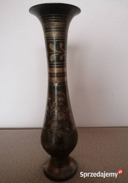 Wazon mosiężny czarnozłoty India wys 285 Łódź