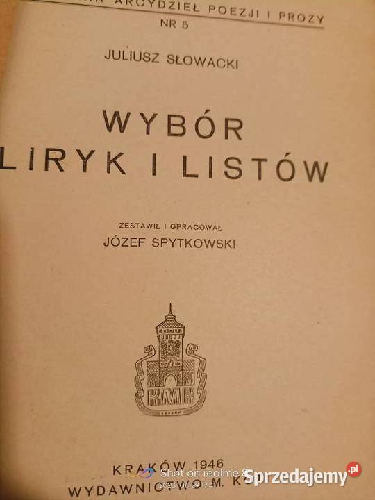 Wybór liryk i listów Słowackiego książki mazowieckie Warszawa sprzedam