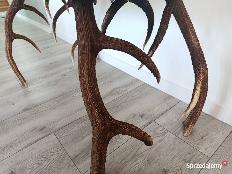 Duży Stół Myśliwski z Poroża Jelenia