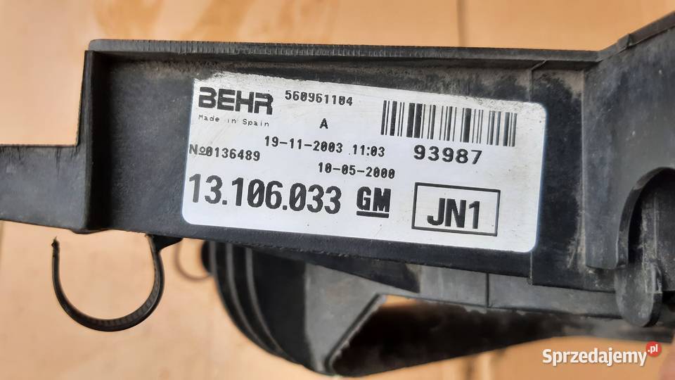 wentylator chłodnicy Opel Corsa C 4 piny BEHR dolnośląskie Dębno sprzedam