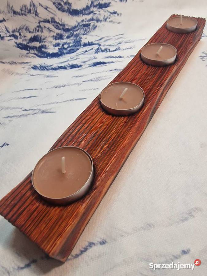 Świecznik Shou Sugi Ban drewno świerkowe Sępopol