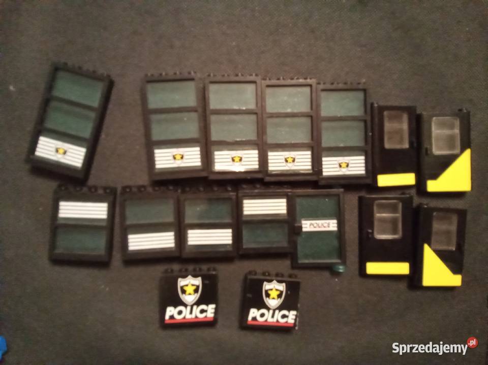 Zestaw lego okna policyjne drzwi emblematy Warszawa