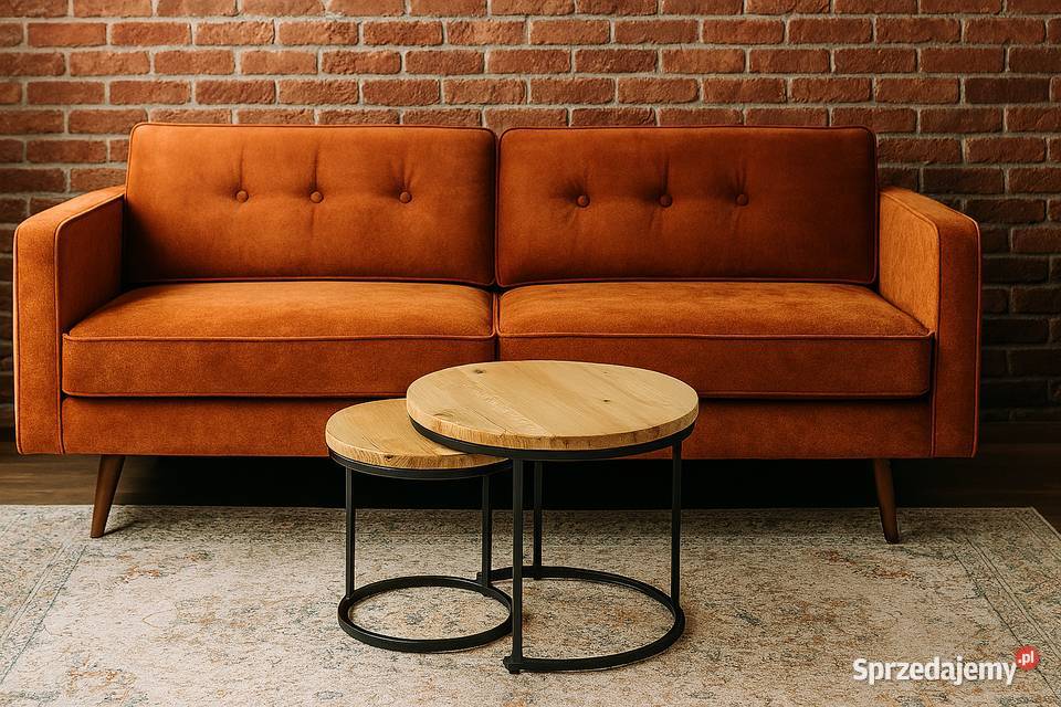 Stolik Kawowy Podwójny Dębowy LOFT Ława 100 Lite