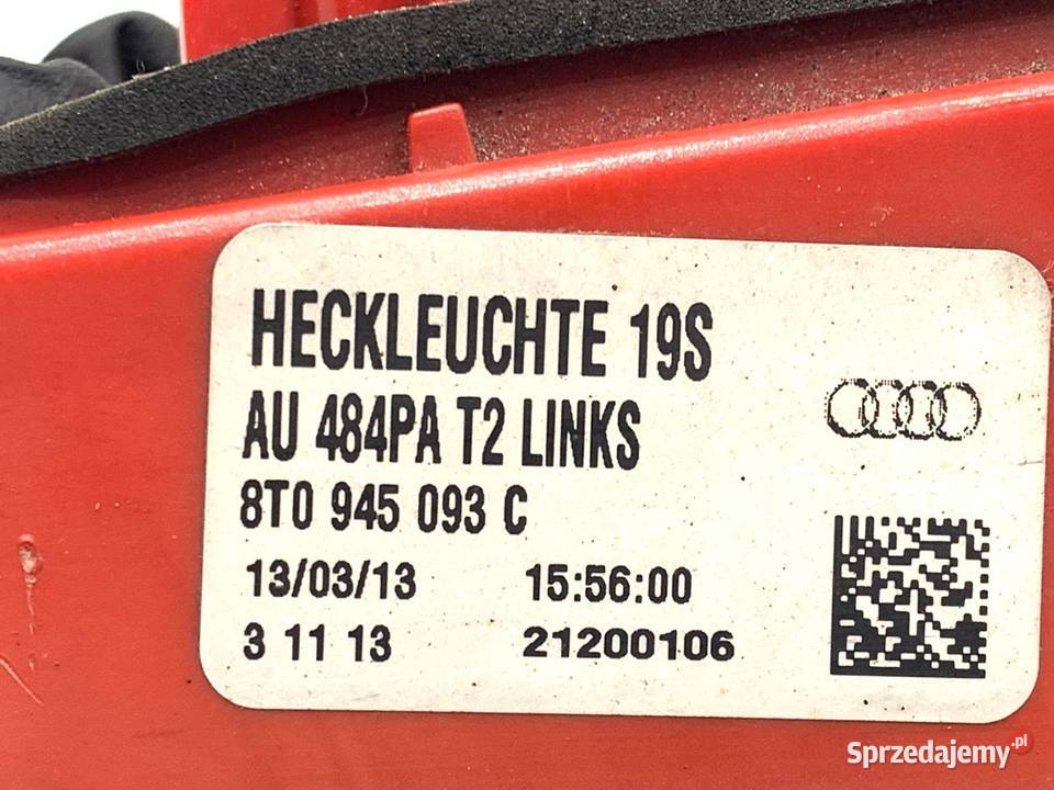 LAMPA TYŁ LEWA WEWNĘTRZNA AUDI A5 8T 8T0945093C Motoryzacja sprzedam