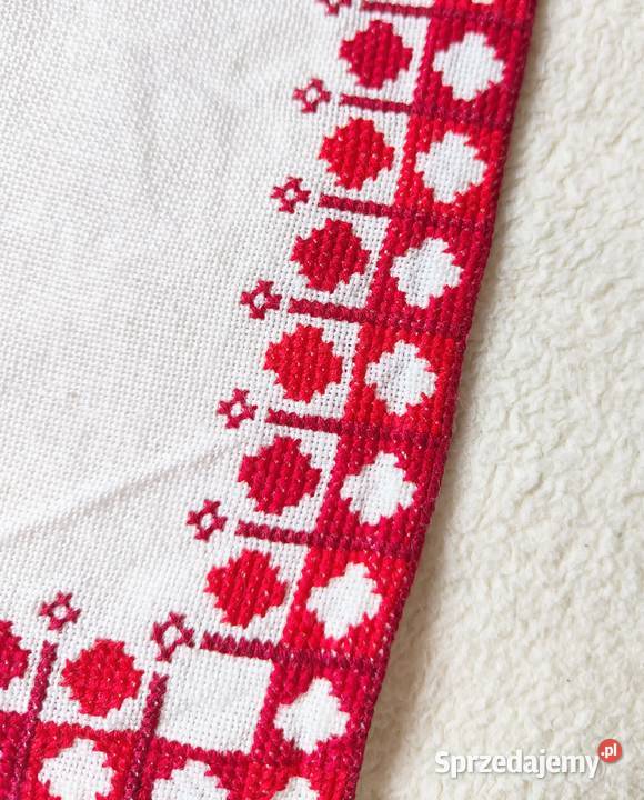 Ręcznie haftowana serweta serwetka bieżnik len sprzedam