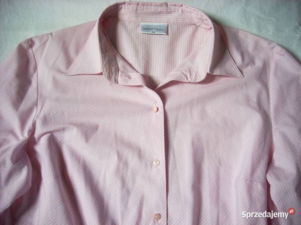 Super Koszula Pudrowa Paski 46 XXXL Nowy Sącz