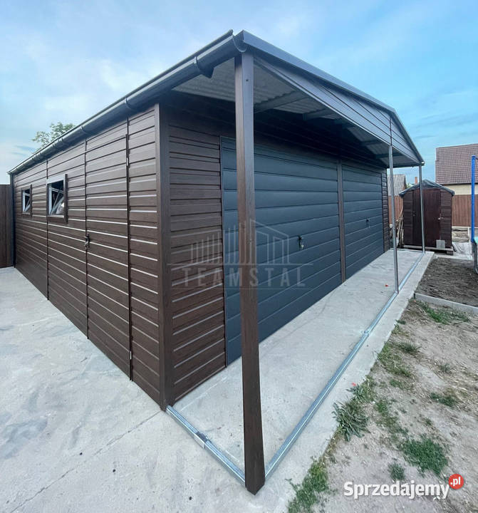Garaz blaszany 8x6m 2x brama uchylna drzwi 4x Toruń sprzedam