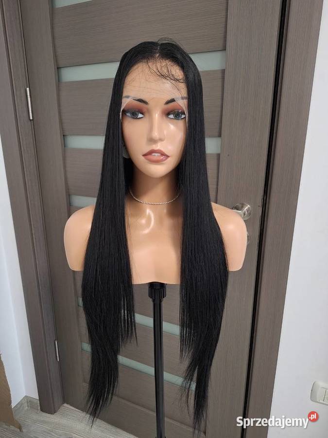 Czarny długi koronkowy peruk Malbork