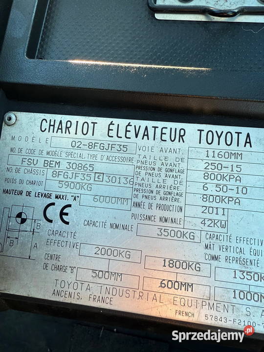 wózek widłowy TOYOTA 8FGJF35 Triplex przesuw łódzkie Działoszyn sprzedam