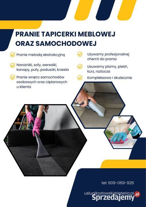 Pranie tapicerki meblowej samochodowej dywany