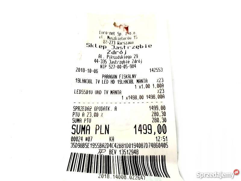 TELEWIZOR MANTA TV 19 HD READY 19LHN38L Jastrzębie-Zdrój sprzedam