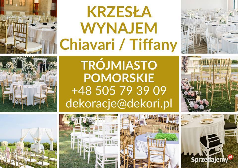 Krzesła Tiffany Chiavari Białe Gdańsk Wynajem Gdynia sprzedam