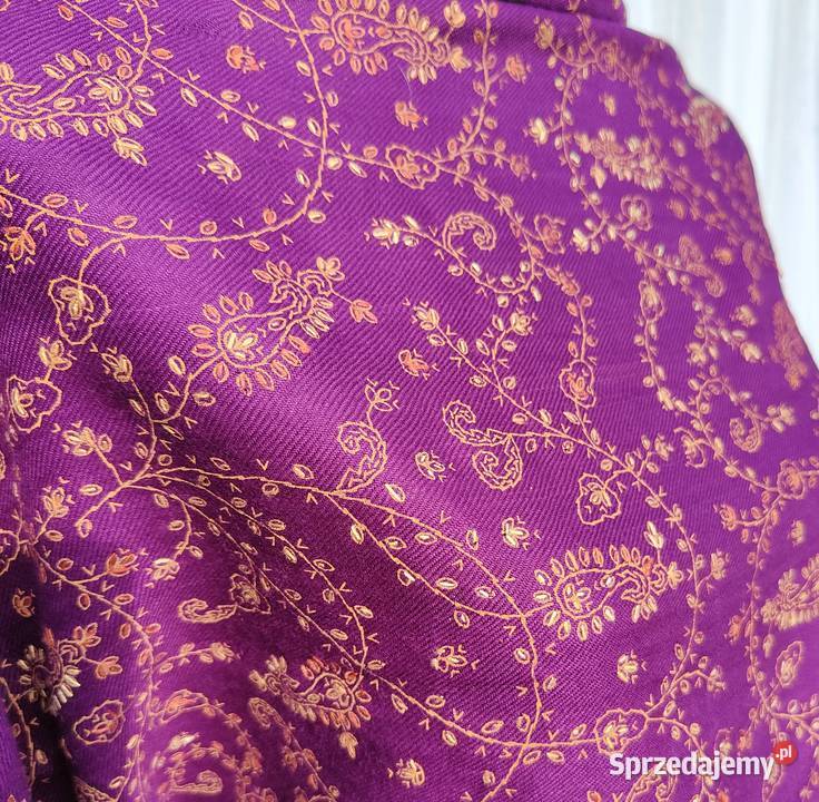 Szal orientalny fiolet indyjski haftowany haft Szczecin