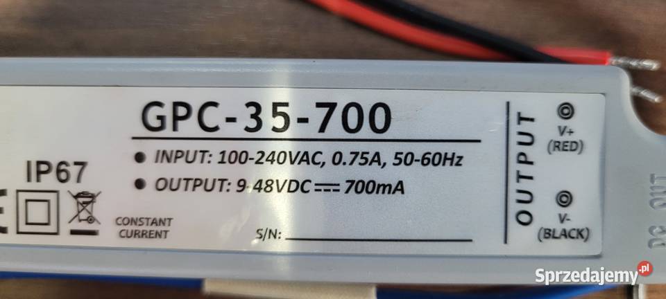 Zasilacz LED wodoodporny GLP GPC35700 34W 700mA Sosnowiec