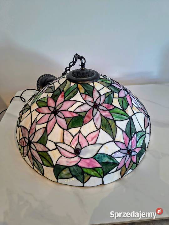 Tiffany lampa witrażowa wisząca kwiaty Zaręba