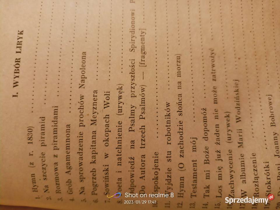 Wybór liryk i listów Słowackiego książki miękka Warszawa