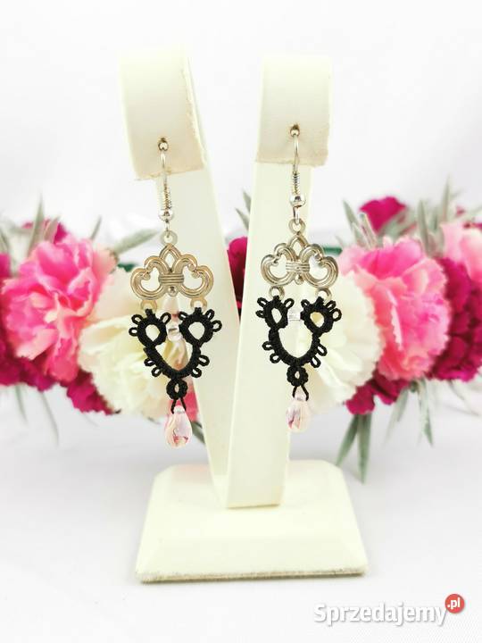 Kolczyki frywolitkowe Wiśniowa sprzedam