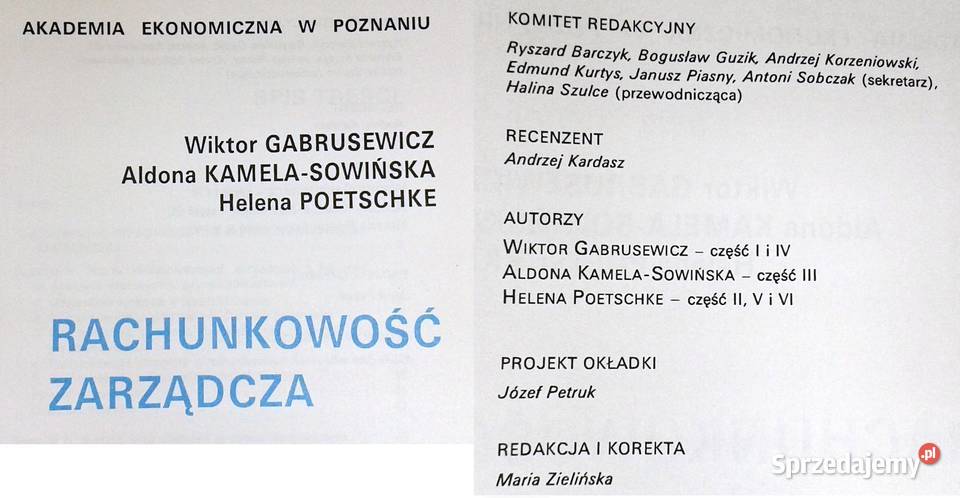 Rachunkowość zarządcza Gabrusewicz Wiktor Chełm