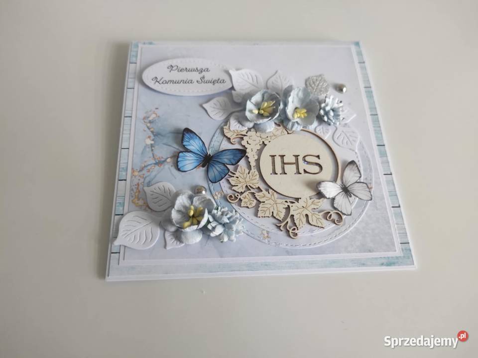 Kartka w pudełku ręcznie robiona na Komunię Łódź