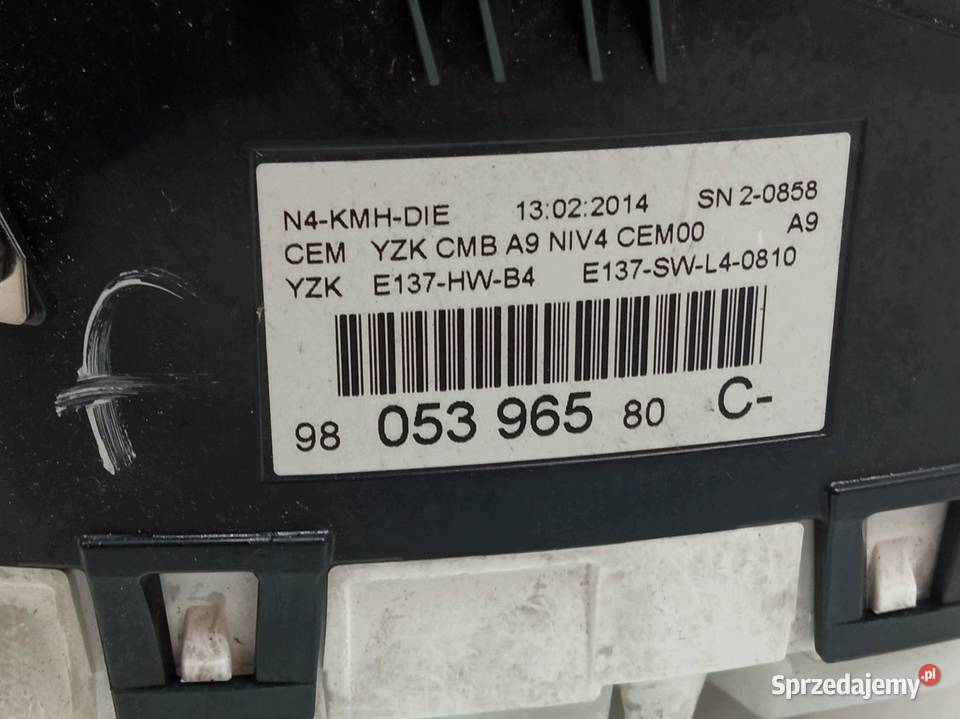 LICZNIK EU 9805341480 16 D Peugeot 2008 I Rok produkcji 2014 Liczniki i zegary sprzedam