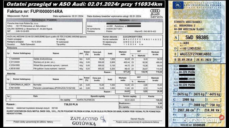 Audi A6 C8 SPORT 50 TDI 286 286KM Rydułtowy